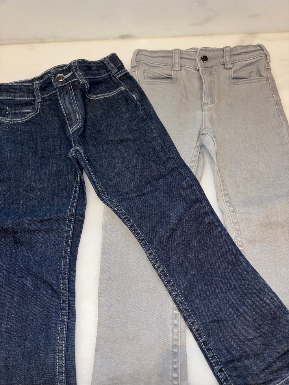 Jacadi Two-Pack Kids Skinny Jeans in Dark Blue & Light Gray